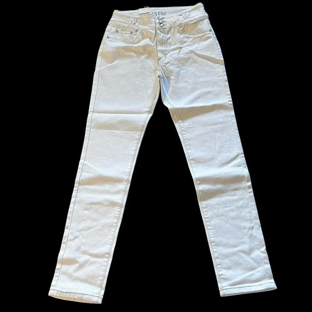 Danesi Jeans Butt Lifter White Denim High Waist Slim Fit Jeans Size 11